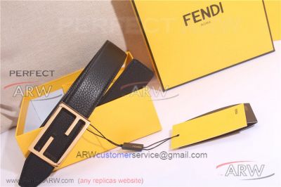 AAA Fake Fendi Leather Belt - Skeleton Buckle In Rose Gold